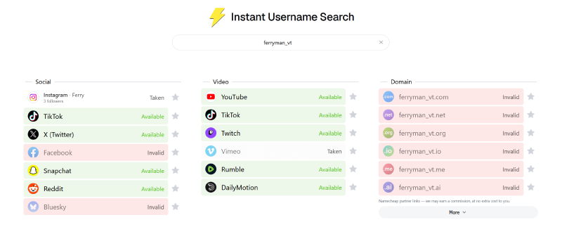 usernames lookup